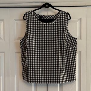 Talbots Black and White Gingham Jewel-Trim Sleeveless Tank